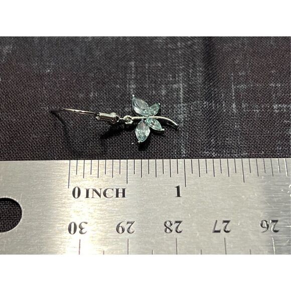 Pale Blue Dragonfly Inspired Silver Colored Fish Hook Stud Earring - Picture 2 of 4
